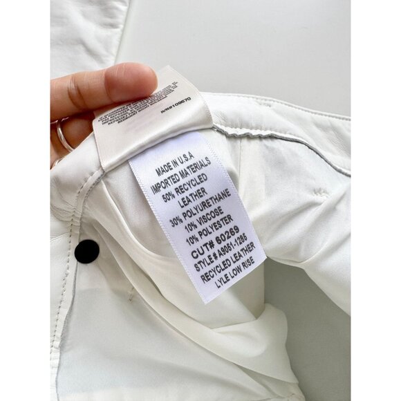 NWT AGOLDE Lyle Lace White Recycled Leather High Rise Straight Pants, Size 24 - Picture 15 of 16
